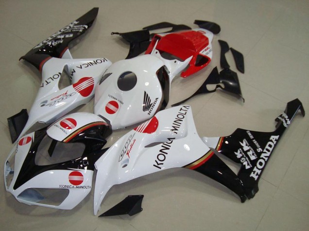 2006-2007 Honda CBR1000RR Motorcycle Fairing - White Red Glossy Black Konica Minolta