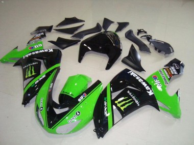 Cheap 2006-2007 Kawasaki ZX10R Motorcycle Fairings - Green Silver Glossy Black Monster