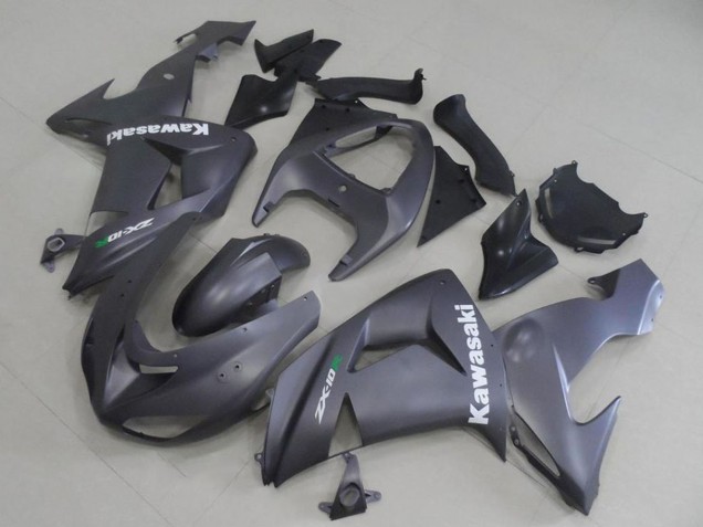 2006-2007 Kawasaki ZX10R Motorcycle Fairings - Matte Grey White Decal