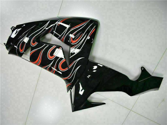 2006-2007 Kawasaki ZX10R Motorcycle Fairing Kits - Glossy Black Red Flame