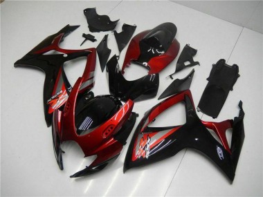 Cheap 2006-2007 Suzuki GSXR 600/750 Motorcycle Fairing - Red Glossy Black