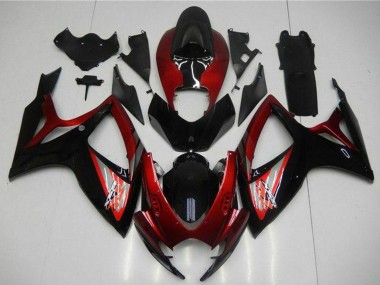 Cheap 2006-2007 Suzuki GSXR 600/750 Motorcycle Fairing - Red Glossy Black