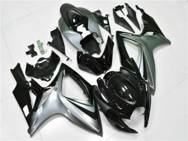 Cheap 2006-2007 Suzuki GSXR 600/750 Motorcycle Fairings - Silver Glossy Black