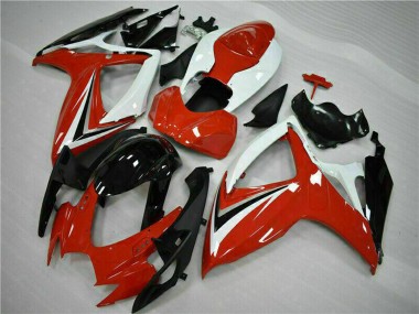 Cheap 2006-2007 Suzuki GSXR 600/750 Motorcycle Fairings - White Red Glossy Black Stripe
