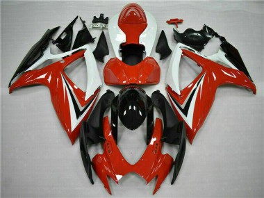 Cheap 2006-2007 Suzuki GSXR 600/750 Motorcycle Fairings - White Red Glossy Black Stripe