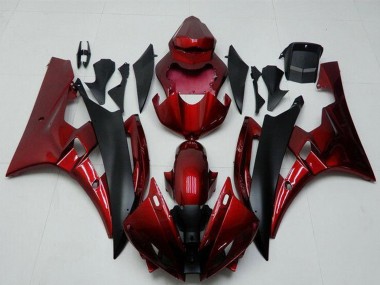 Cheap 2006-2007 Yamaha YZF R6 Motorcycle Fairing Kits - Red Matte Black