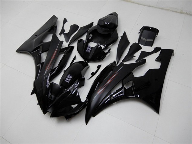2006-2007 Yamaha YZF R6 Motorcycle Fairing Kits - Glossy Black Matte Black