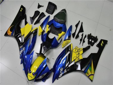 Cheap 2006-2007 Yamaha YZF R6 Motorcycle Fairings - Blue Yellow Glossy Black Shark