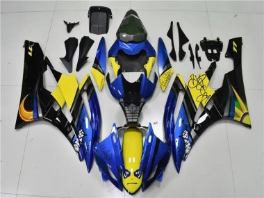 Cheap 2006-2007 Yamaha YZF R6 Motorcycle Fairings - Blue Yellow Glossy Black Shark