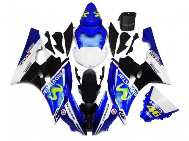 2006-2007 Yamaha YZF R6 Motorcycle Fairings - Blue White Black Green MoviStar ENEOS Yamalube 46