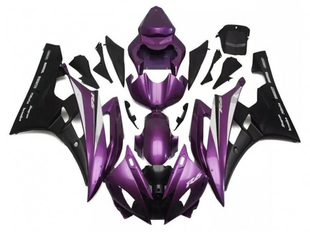 2006-2007 Yamaha YZF R6 Motorcycle Fairings - Purple Matte Black Santander