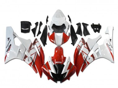 Cheap 2006-2007 Yamaha YZF R6 Motorcycle Fairings - White Red Black Motul Michelin