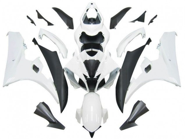 2006-2007 Yamaha YZF R6 Motorcycle Fairings - White Matte Black