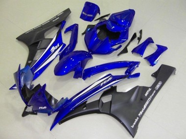 Cheap 2006-2007 Yamaha YZF R6 Motorcycle Fairings - Blue White Matte Black Motul