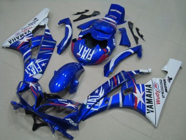 Cheap 2006-2007 Yamaha YZF R6 Motorcycle Fairings - White Blue Fiat Motul Michelin
