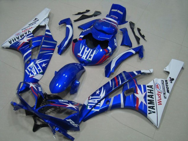 2006-2007 Yamaha YZF R6 Motorcycle Fairings - White Blue Fiat Motul Michelin