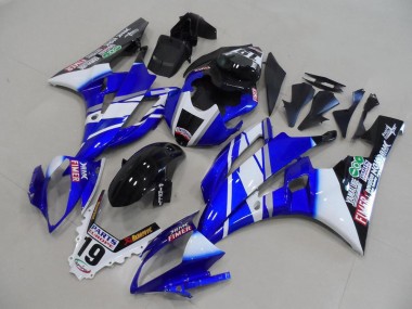 Cheap 2006-2007 Yamaha YZF R6 Motorcycle Fairings - White Blue Glossy Black Fimer Yamalube