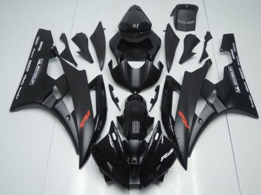 Cheap 2006-2007 Yamaha YZF R6 Motorcycle Fairings - Glossy Black Matte Black Red Motul Michelin