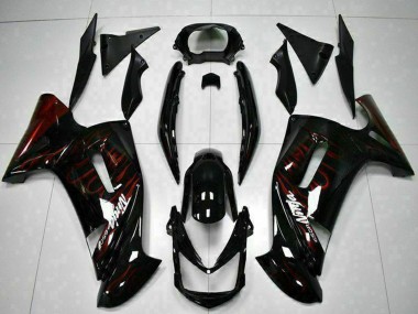 Cheap 2006-2008 Kawasaki EX650 Motorcycle Fairings - Glossy Black Red Flame
