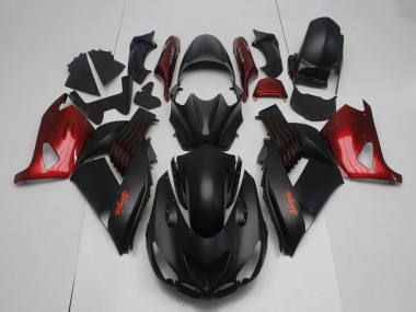Cheap 2006-2011 Kawasaki ZX14R ZZR1400 Motorcycle Fairings - Matte Black Red Ninja