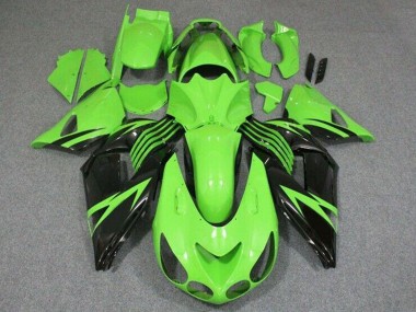 Cheap 2006-2011 Kawasaki ZX14R ZZR1400 Motorcycle Fairing - Green Glossy Black