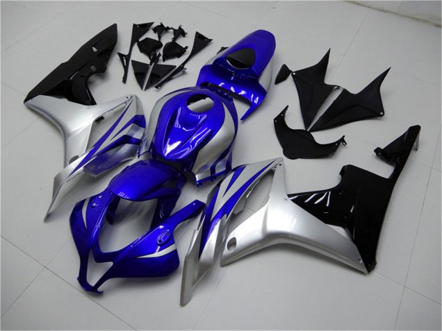 2007-2008 Honda CBR600RR Motorcycle Fairings - Silver Blue Glossy Black OEM Style