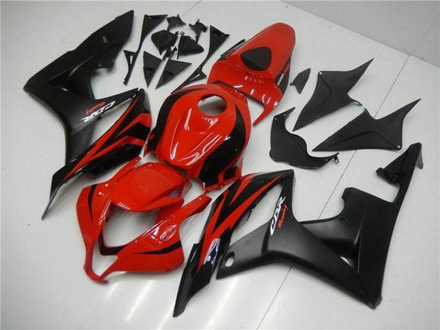 2007-2008 Honda CBR600RR Motorcycle Fairings - Red Matte Black with Decals