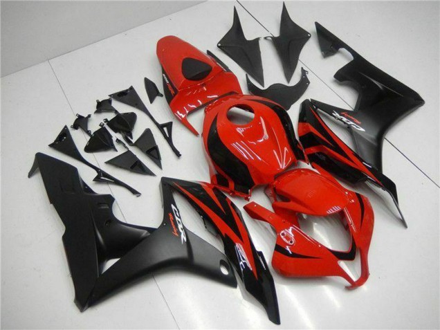 2007-2008 Honda CBR600RR Motorcycle Fairings - Red Matte Black with Decals