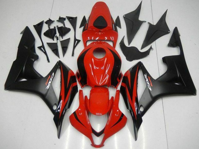 2007-2008 Honda CBR600RR Motorcycle Fairings - Red Matte Black with Decals