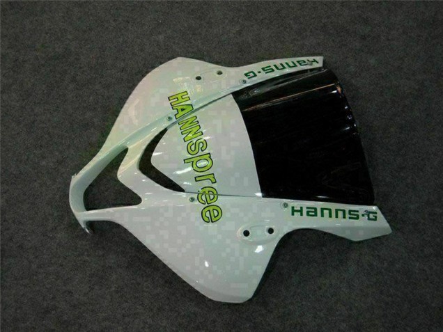 2007-2008 Honda CBR600RR Motorcycle Fairing - White Green Glossy Black Hannspree