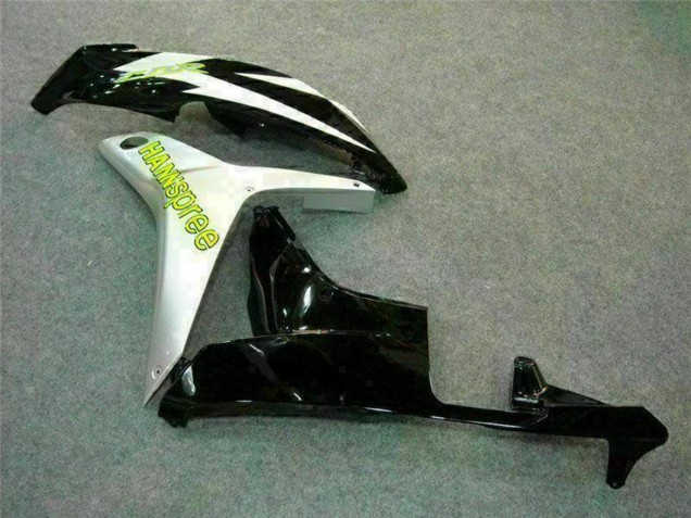 2007-2008 Honda CBR600RR Motorcycle Fairing - White Green Glossy Black Hannspree