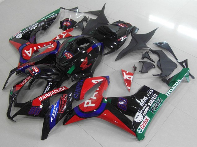 2007-2008 Honda CBR600RR Motorcycle Fairings - Glossy Black Red Blue Pata