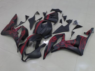 Cheap 2007-2008 Honda CBR600RR Motorcycle Fairings - Matte Black Red Skull with Stripe