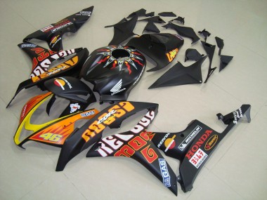 Cheap 2007-2008 Honda CBR600RR Motorcycle Fairings - Matte Black Orange Yellow Rossi 46