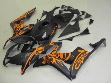 Cheap 2007-2008 Honda CBR600RR Motorcycle Fairings - Matte Black Orange Skull