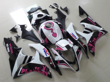 Cheap 2007-2008 Honda CBR600RR Motorcycle Fairings - White Pink Matte Black HRC Playboy with Durex