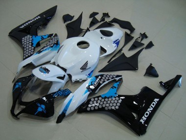 Cheap 2007-2008 Honda CBR600RR Motorcycle Fairing Kits - White Blue Glossy Black