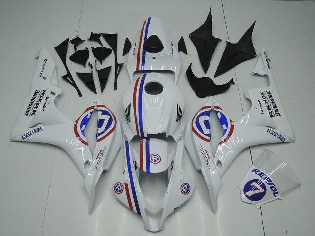 2007-2008 Honda CBR600RR Motorcycle Fairings - White Red Blue R