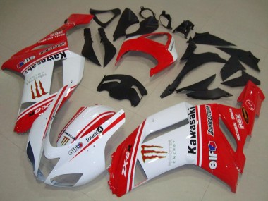 Cheap 2007-2008 Kawasaki ZX6R Motorcycle Fairings - Red and White