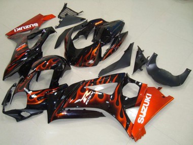Cheap 2007-2008 Suzuki GSXR 1000 Motorcycle Fairings - Glossy Black Orange Flame