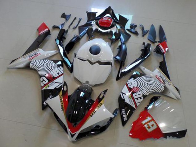2007-2008 Yamaha YZF R1 Motorcycle Fairings - White Red Black Yellow Dark Dog