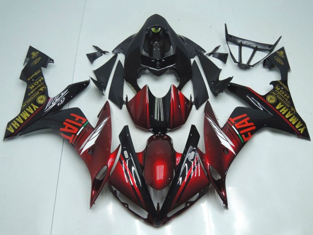 2007-2008 Yamaha YZF R1 Motorcycle Fairings - Maroon Red Black Fiat
