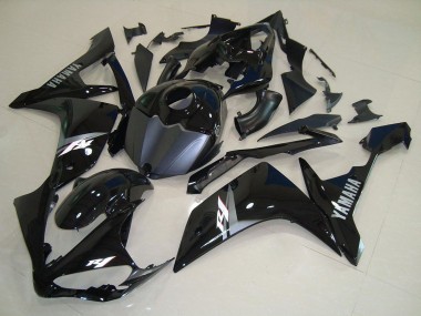 Cheap 2007-2008 Yamaha YZF R1 Motorcycle Fairings - Glossy Black Matte Black White Decal
