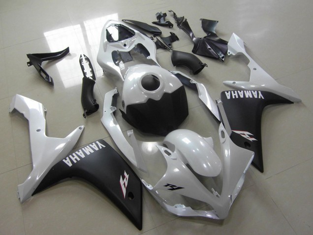 2007-2008 Yamaha YZF R1 Motorcycle Fairings - White Matte Black