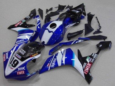 Cheap 2007-2008 Yamaha YZF R1 Motorcycle Fairings - White Blue Black Volvo Fimer