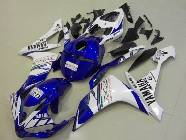 Cheap 2007-2008 Yamaha YZF R1 Motorcycle Fairings - White Blue Becker Motul
