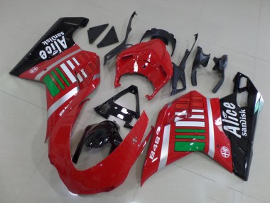Cheap 2007-2014 Ducati 848 Motorcycle Fairings - Red Silver Green Glossy Black Alice Sandisk