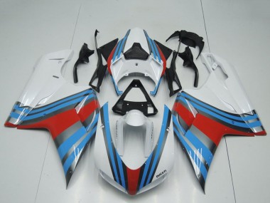 Cheap 2007-2014 Ducati 848 1098 1198 Motorcycle Fairings - White Blue Red