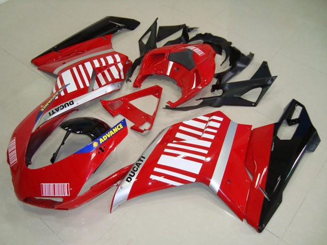 2007-2014 Ducati 848 1098 1198 Motorcycle Fairings - Silver Blue Red Glossy Black