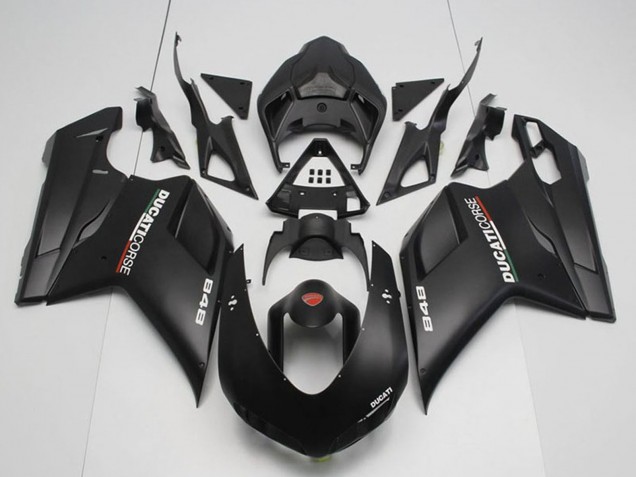 2007-2014 Ducati 848 Motorcycle Fairings - Matte Black Corse